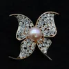 Moda freshwater pérola jóias liga de diamante-em forma de borboleta pérola broche para o presente de charme da esposa