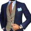 Herenpak Vest Revers V-hals Wol Wol Plaid Casual Formal Business Vest Vest GROOMMAN voor Bruiloft Groen / Bruin / Grijs / Coffe