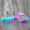 Fish Bone shape silicone hand pipes water bongs oil rig kit dab rig smoking fishbone bubbler tobacco herb pipes with glass bowl