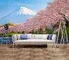 Modern oturma odası duvar kağıtları taze ve güzel kiraz çiçeği Japonca ve Kore TV arka plan duvar