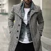 Męskie prochowce moda Plaid Lapel jednorzędowy długi płaszcz darmowa wysyłka moda zimowa długie kurtki płaszcze męskie płaszcz