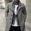 Mens Trench Coats Moda Xadrez Lapela Single Breasted Casaco Longo Frete Grátis Moda Inverno Jaqueta Longa Casacos Homens Sobretudo