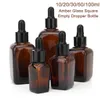 Square Glass Dropper Bottle With Eye Pipette Empty Amber Aromatherapy Essential Oils Bottle Containers 10/20/30/50/100ml