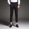 New 2019 Mens Slim Fit Business Dress Pants for Men Suit Pants Ankle Length Men Summer Formal Suit Trousers Black White Blue212q