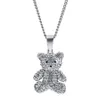 Masculino feminino charme ouro prata urso pingente colar strass gelado moda hip hop jóias de aço inoxidável longa corrente punk desi3363252