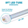 Bulb 20PCS LED 8FT, 96" 120 Watts T8 único pino LED Tubes com a Clean Cover, 13000LM Super Bright, 6000K branco fresco, T8 T10 T12 fluorescente