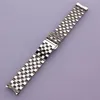 Högkvalitativt rostfritt stål Watchband Curved End Silver Armband 16mm 18mm 20mm 22mm 24mm Solid Band för varumärkesklockor Män New214H