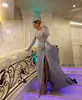 Eleganta kvällsklänningar Långärmade Snörningar Lace Appliques Pärlor Prom Lökare 2020 Skräddarsy High Split Sweep Train Special Occasion Dress