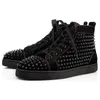 mens shoes Luxurys Designers high low tops studded spikes fashion suede leather black silver women flat sneaker Party Lovers size 36-47