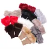 Gloves Faux Rabbit Fur Mittens Winter Knitted Arm Length Warmer Outdoor Solid Fingerless Gloves Arm Warmer Gloves Semi Finger Glove D6460