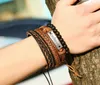 Heren armband 100% lederen armband geloven Kralen Hennep touw eenvoudige en eenvoudige verstelbare armband 4 stijlen 1 set