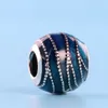 Noble azul charme beads para pandora 925 esterlina jóias de prata com caixa original DIY pulseira frisada senhoras elegante jóias presente de aniversário