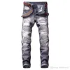 Fashion Casual Hole Jeans for Men Hip Hop Biker Jeans Regular Straigh Jeans Red Plus Size 29-42