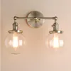 Lambalar Modern Yatak Odası Duvar Işıkları Merdiven Duvar Lambası Sconce 5.9 '' Globe Cam Çift Top Kafalar Vintage İç Mekan Aydınlatma Armatürleri