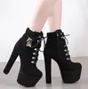16cm Ultra high heels casual style lace up platform knight shoes buckle motocycle bootie come with box size 34 to 40