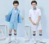 Three-piece Short Sleeve And Pants Blue Pink Summer Boys Formal Party Wear Clothing Set Children Prom Performance Costume Tuxedos