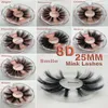 25mm False Eyelashes Thick Strip 25mm 3D Mink Lashes Wholesale Custom Packaging Label Makeup Dramatic Long Mink Lashes