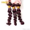 99J Virgin Burgundy Red Hair Bundles 9A VMAE Евразийская свободная волна 3 шт. Лот темно-красные человеческие волосы плетение Евразийские девственные волосы Extensions