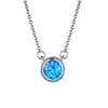 LuckyShine 5 Pcs Top Quality Round Fine Blue White Opal Gemstoe Silver Pendants Women's Rose Gold Charm Necklace Pendants Jew304M