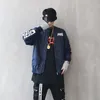 ファッション - 秋のヒップポップスタイルのファッションレタープリント緩いショートジャケット男性ストリートウェア爆撃機ジャケット男性の男性の服のサイズM-XL