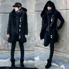 Trench lungo da uomo 2017 Brand New Fashion Uomo Cappotto blu scuro e nero doppio bottone Slim coreano con cappuccio Trench 3XL