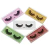 3D Mink Lashes Kleurrijke valse wimperverpakking in bulk 10 stijl met veelkleurige basiskaart Handgemaakte hele make-up oogwimper7730418