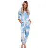 Tie Dye Gedrukt Trainingspak Dames Meisjes Pyjama Set Lange Mouwen Tops Lange Broek Pyjama PJ Sets Loungewear Nachtkleding 2 stks Suits Ljja4090