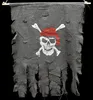 Shredded pirate flag Halloween party decorations props terror Ghost flag Halloween flag Hunted house Broken curtain Black festive supplies