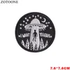 UFO Space Skull Tiger Patch żelazo na szycie opaska na aplikat motocyklowy motocykl haftowane plastry do ubrania naklejka 197Y