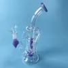 Milky Green Wholesale Hookahs Turbine Perc Glas Bongs Fab Egg Double Recycler Oil Dab Rigs 14mm Kvinna Joint med skål Vattenrör