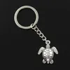 30st / Lot Key Ring Keychain Smycken Silverpläterad Sköldpadda Turtle Charms Pendant för nyckeltillbehör 23x26mm