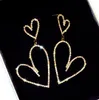 Wholesale- ins fashion luxury designer glittering sparkling diamonds cute lovely heart dangle stud earrings for woman girls