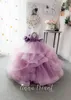 Lace Purple Flower Girl Dresses For Wedding Tiered Skirts Tulle Appliqued Ball Gown Little Girls Pageant Dress Beading First Communion Gowns