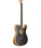 Custom Shop Guitarra eléctrica acústica negra mate Acabado de uretano satinado de poliéster, tapa de spurce, mástil de caoba en C profundo, herrajes cromados