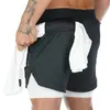 Hombres 2 en 1 pantalones cortos para correr jogging gimnasio entrenamiento físico secado rápido playa pantalones cortos masculino verano deportes entrenamiento fondos ropa1
