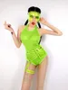 Sexy Backless See Through Bodysuit Club Bar DJ Female Singer Stage Wear Leading Dancer Performance Costume Jazz Show Fluorescent Costume