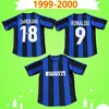 1999 2000 Retro fotbollströja hemma blå klassisk ZAMORANO RONALDO PIRLO DJORKAEFF BAGGIO Vintage fotbollströja Maglia da calcio