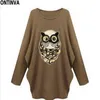 O-Neck Spring Owl Sequin T Shirt Women Casual Blusa Oversized Shirts Womens 5XL Plus Size Tops Femme Punk Rock Fashion Tee Shirt Trend