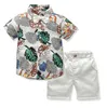 Abiti firmati per bambini Ragazzi Cravatte floreali Camicie Pantaloncini 2 pezzi Set Manica corta Abiti per bambini Estate Abbigliamento per bambini 6 Disegni all'ingrosso DHW3639