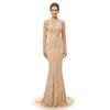 2020 Luxury Mermaid Sequins Sexy Sheath Dress Sparkly Prom Party Dresses Dubai Show Long Sleeves Sheer Bodice Evening Gown 54056534992