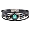 12 Zodiac Genuine Leather Bracelet DRY Constellations Lovers Woven Bangles For Women & Men Beads Charm Bracelet