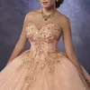 Robes de Quinceanera en tulle étincelant robe de bal ligne de cou chérie corsage froncé avec dentelle et perles bretelles détachables filles fête 9537016