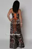 Plus Size País Vestidos de Baile Camo Vestidos de Dama de honra Dividir Side Lace-up Camuflagem Voltar Longo Até o Chão