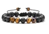 Pulseira ajustável de contas de pedra de lava vulcânica yoga lava difusor de óleo essencial contas pulseiras trançadas pulseira de cura equilíbrio para homens mulheres