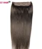 16"-28" Einteiliges Set, 120 g, 100 % brasilianisches Remy-Clip-in-Echthaar, 5 Clips, natürlich, glatt