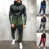 Zogaa 2018 marca homens tracksuit 2 peça conjunto 3d gradient cor casual hoodies moletom e calças sportswear corredores homens conjuntos