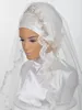 イスラム教徒の結婚式のブライダルヒジャーブ2020ラインストーンクリスタルブライダルヘッドカバーエルボの長さイスラムターバン