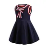 Robes de bébé fille au détail 2019 revers à manches courtes collège Bowknot coton décontracté princesse robe de bal enfants vêtements de créateurs enfants5628237