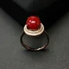 KJJEAXCMY Fine Jewelry Corail Rouge Naturel 925 Sterling Silver Femmes Réglable Gemstone Ring Support Test Fashion