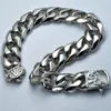 Solid Heavy Hip Pop Cool Topkwaliteit Silver Tone Mens Roestvrijstalen Curb Armband Bangle B188